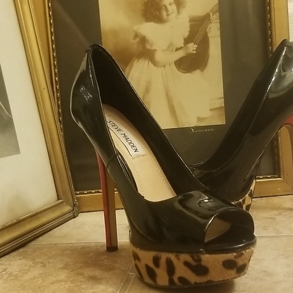Steve Madden 7.5 leather upper cheetah platform - Picture 12 of 12